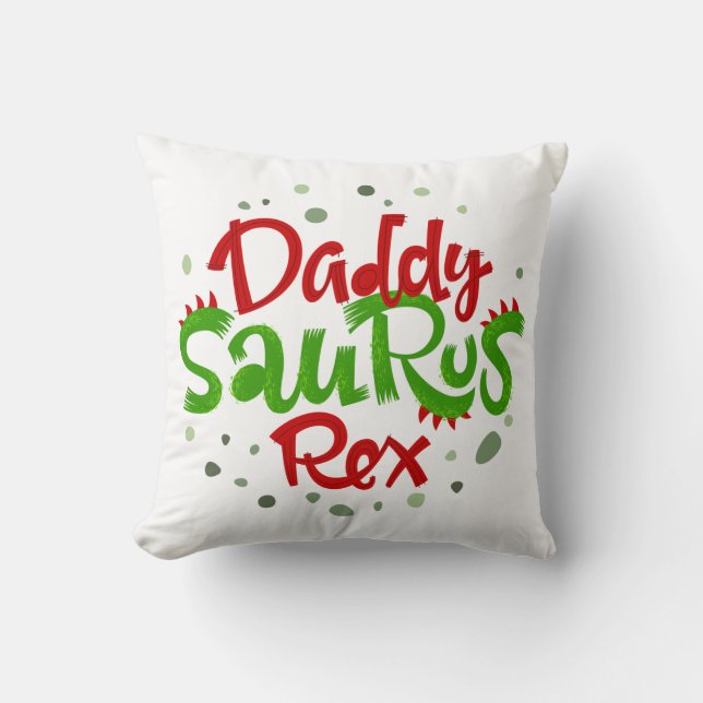 Daddy Saurus Rex Illustration Cushion (Front)