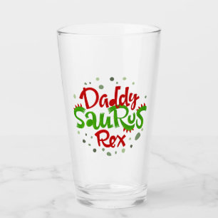 Daddy Saurus Rex Illustration Glass