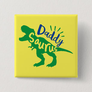 Daddy Saurus T-Rex Silhouette 15 Cm Square Badge