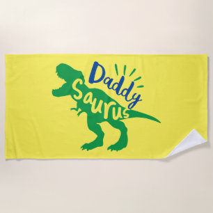 Daddy Saurus T-Rex Silhouette Beach Towel
