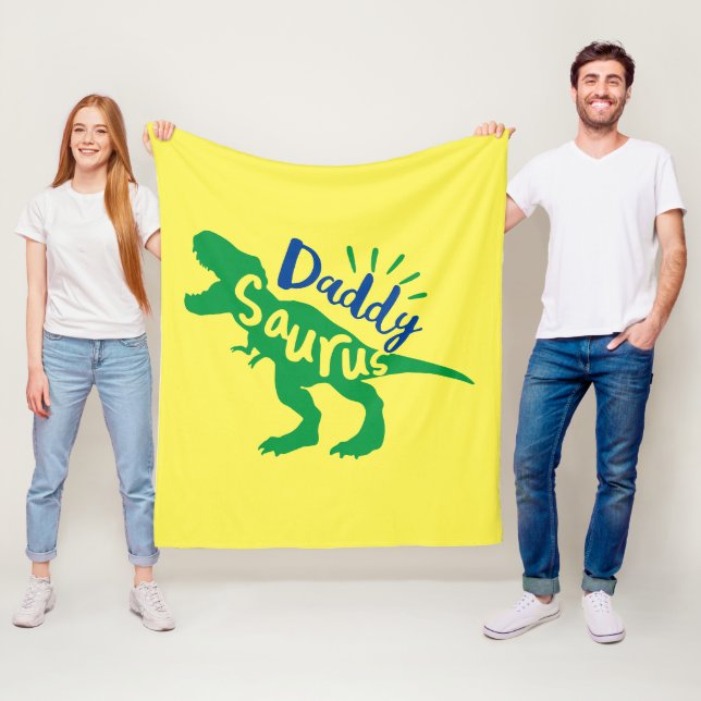 Daddy Saurus T-Rex Silhouette Fleece Blanket (In Situ)
