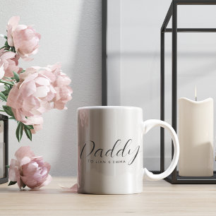 Daddy   Script for Kids' Names on Father's Day  Two-Tone Coffee Mug