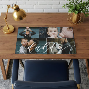 Daddy Script Happy Fathers Day 4 Photo Collage Desk Mat