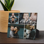 Daddy Script | Happy Fathers Day 4 Photo Collage Plaque<br><div class="desc">Send a beautiful personalised father's day gift to your dad that he'll cherish forever. Special personalised father's day family photo collage to display your special family photos and memories. Our design features a simple 4 photo collage grid design with "Daddy" designed in a beautiful handwritten white script style. Customise with...</div>
