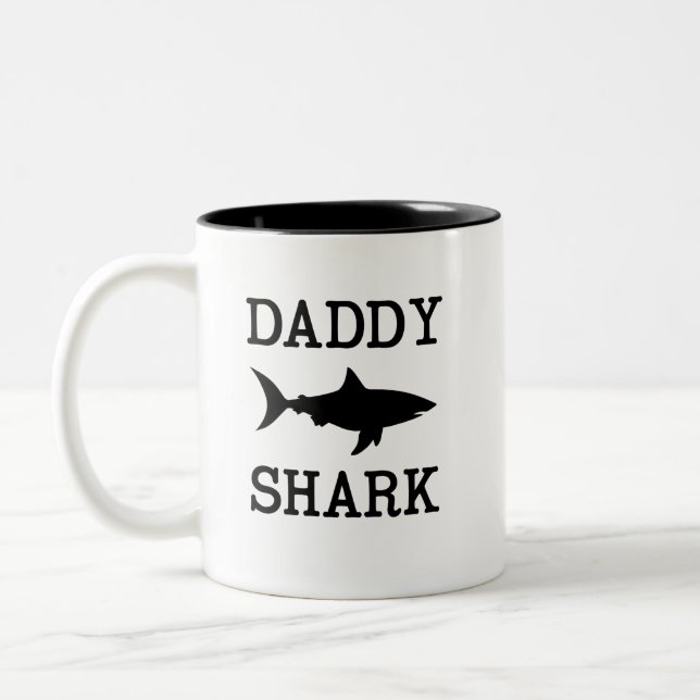 Daddy Shark coffee mug funny daddy gift (Left)