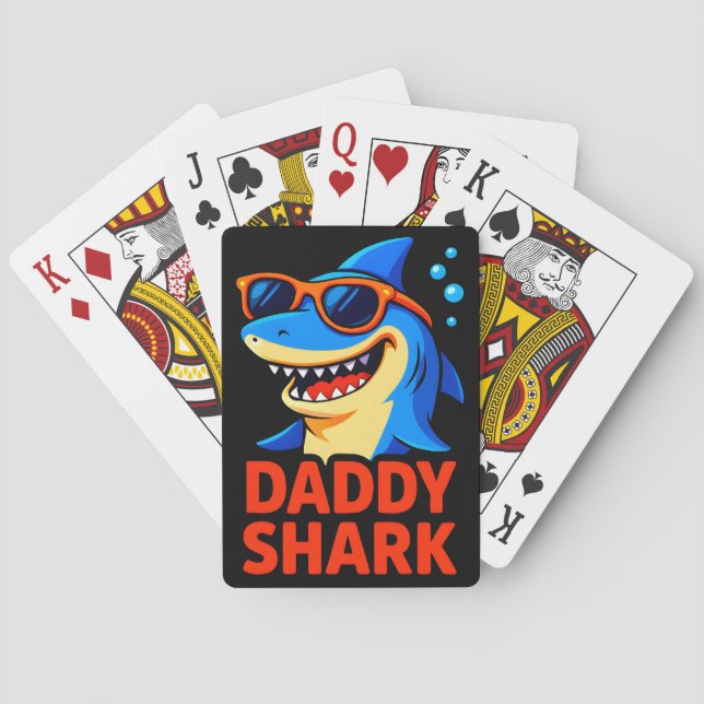 Daddy Shark Father's Day Gifts Playing Cards (Back)