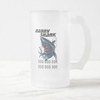 Daddy Shark Frosted Glass Beer Mug