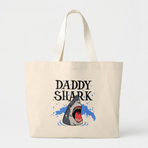 Daddy Shark - Great White Large Tote Bag