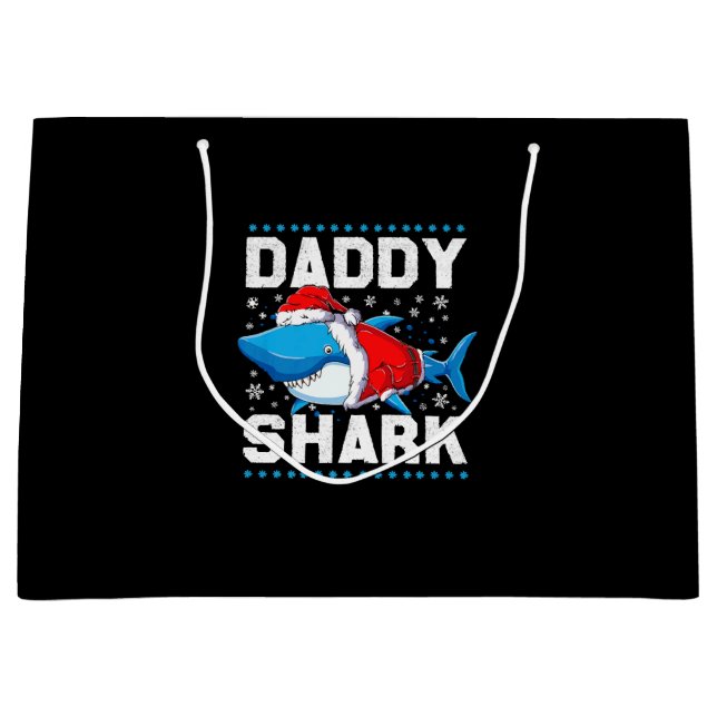 Daddy Shark Santa Fathers Day Large Gift Bag (Front)