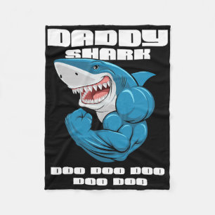 Daddy Shark Shirt Funny Fathers Day Gift For Kids Fleece Blanket