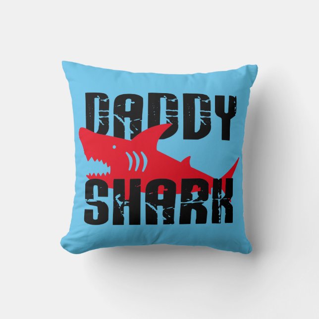 Daddy Shark Worn Graphic Cushion (Front)