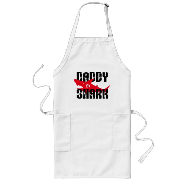 Daddy Shark Worn Graphic Long Apron (Front)