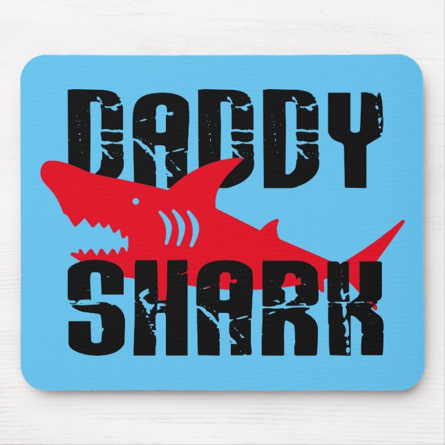 Daddy Shark Worn Graphic Mouse Pad (Front)