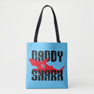 Daddy Shark Worn Graphic Tote Bag