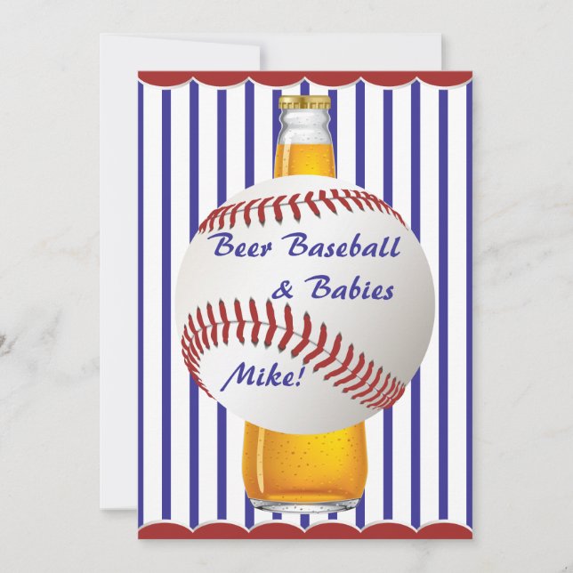 Daddy Shower Beer Baseball and Babies Invitation (Front)