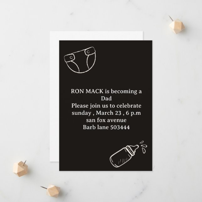 daddy shower diaper dadchelor party invites (Front/Back In Situ)