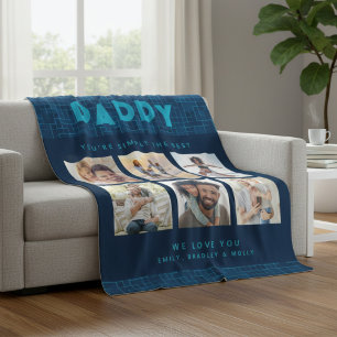 Daddy Simply The Best Photo Collage Personalised Fleece Blanket