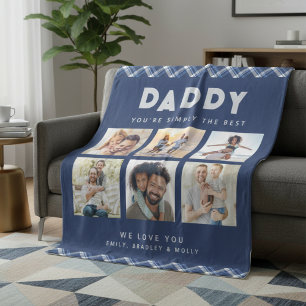 Daddy Simply The Best Photo Collage Personalised Fleece Blanket