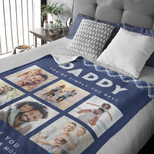 Daddy Simply The Best Photo Collage Personalised Fleece Blanket