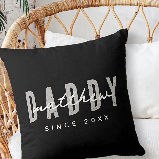 Daddy Since 20XX Modern Elegant Simple Cushion (Creator Uploaded)