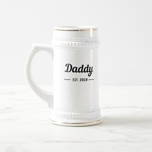 Daddy since year text  beer stein (Left)