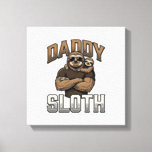 Daddy Sloth Funny Family Vintage Engraving Shirt_1 Canvas Print
