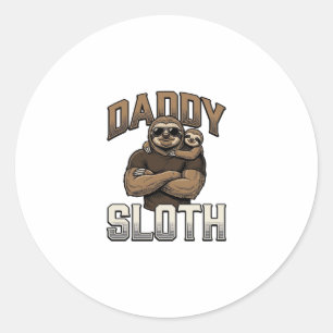 Daddy Sloth Funny Family Vintage Engraving Shirt_1 Classic Round Sticker