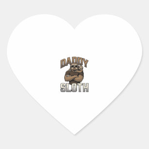 Daddy Sloth Funny Family Vintage Engraving Shirt_1 Heart Sticker