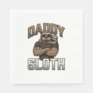 Daddy Sloth Funny Family Vintage Engraving Shirt_1 Napkin