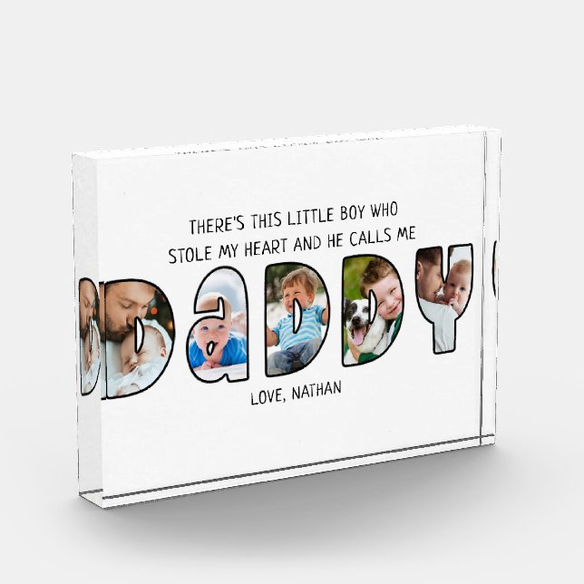 DADDY Son Cute Quote Saying 5 Photo Collage Block (Left)