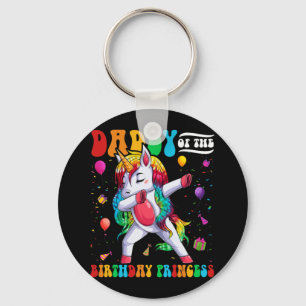 Daddy the Birthday Princess Girl Dabbing Unicorn Key Ring