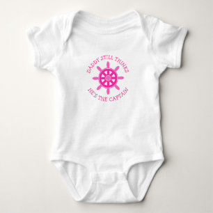 Daddy thinks he's the Captain Funny Baby Bodysuit