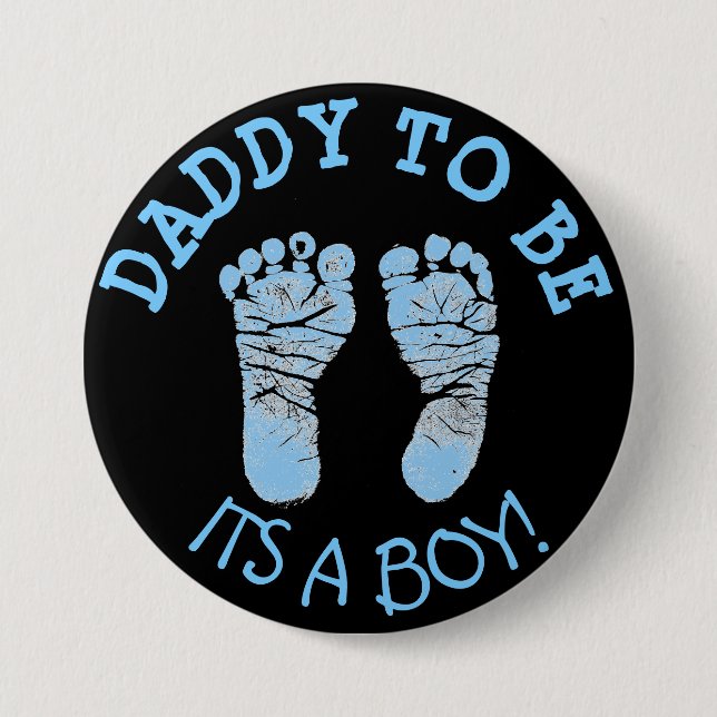 Daddy to Be Baby Shower Button Black and Blue (Front)