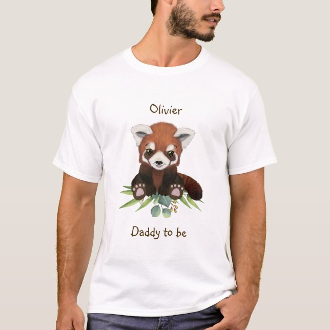  Daddy to Be Baby Shower Cute Red Panda Bear T-Shirt (Front)