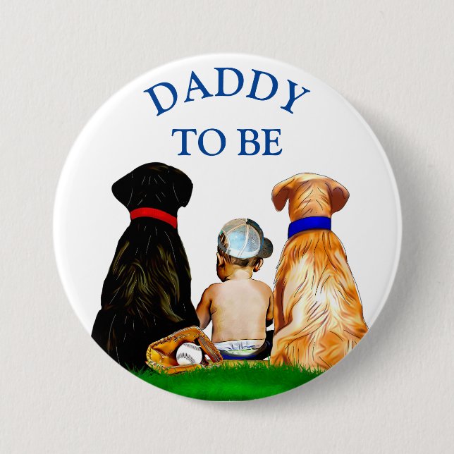 Daddy to be Baseball Boy's Baby Shower  7.5 Cm Round Badge (Front)