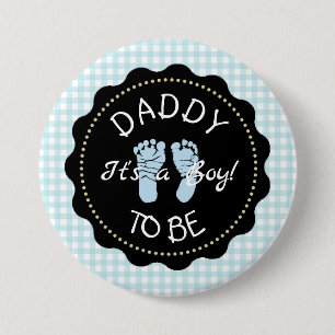 Daddy  to be  Blue Gingham  Baby Shower button