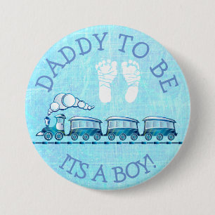 Daddy to be, Blue Train Baby Shower Button