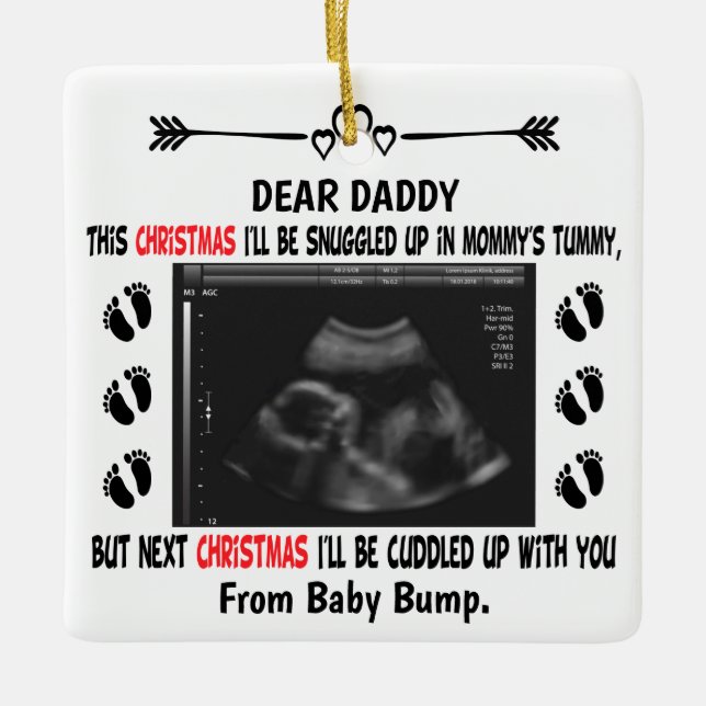 Daddy To Be from Bump Christmas Custom Photo Ceramic Ornament (Front)
