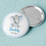 Daddy to be New Dad Baby Boy Shower Elephant Blue 7.5 Cm Round Badge<br><div class="desc">Blue "Daddy to be" button for a little peanut themed baby boy shower. Made to match our Blue Elephant Collection. It includes matching invitations,  inserts,  signs,  party decorations,  favour tags and many more! If you have any questions or requests,  please don't hesitate to contact us.</div>