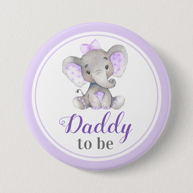 Daddy to be New Father Dad Baby Shower Elephant 7.5 Cm Round Badge (Front)