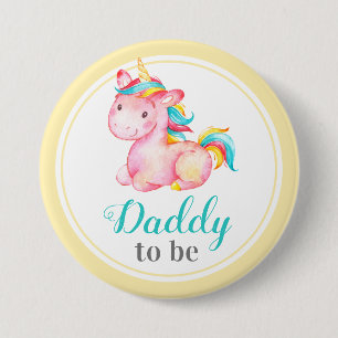Daddy to be New Father Dad Baby Shower Unicorn 7.5 Cm Round Badge