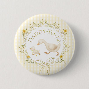 Daddy to be Silly Goose Gingham Baby Shower 6 Cm Round Badge