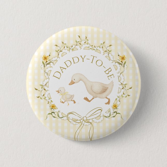 Daddy to be Silly Goose Gingham Baby Shower 6 Cm Round Badge (Front)
