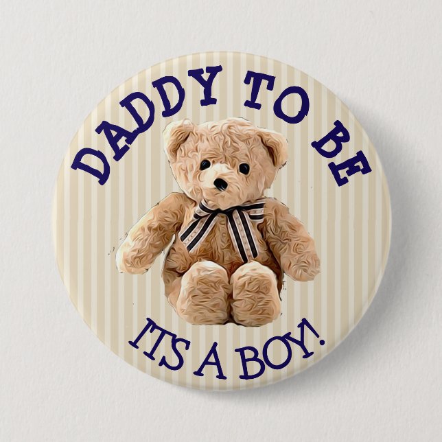 Daddy to be, Teddy Bear Baby Shower Button (Front)