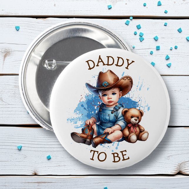 Daddy To Be | Western Baby Cowboy Baby Shower 6 Cm Round Badge (Creator Uploaded)