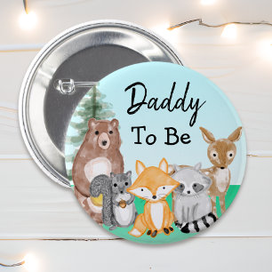 Daddy To Be   Woodland Creatures Baby Shower 6 Cm Round Badge