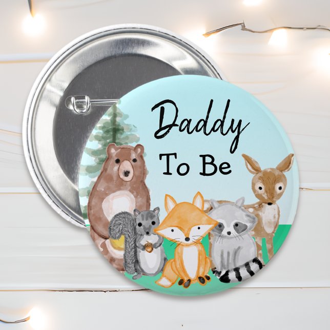 Daddy To Be | Woodland Creatures Baby Shower 6 Cm Round Badge (Creator Uploaded)