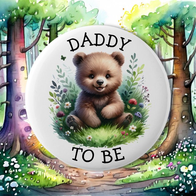 Daddy to be | Woodland Themed Baby Shower  6 Cm Round Badge (Creator Uploaded)