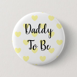 Daddy to be Yellow Hearts Baby Shower Button
