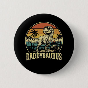 Daddy Trex Dinosaur Daddysaurus Retro Fathers Day  6 Cm Round Badge